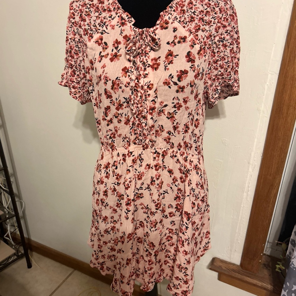 Maurices Blush and Red Floral Mini Dress